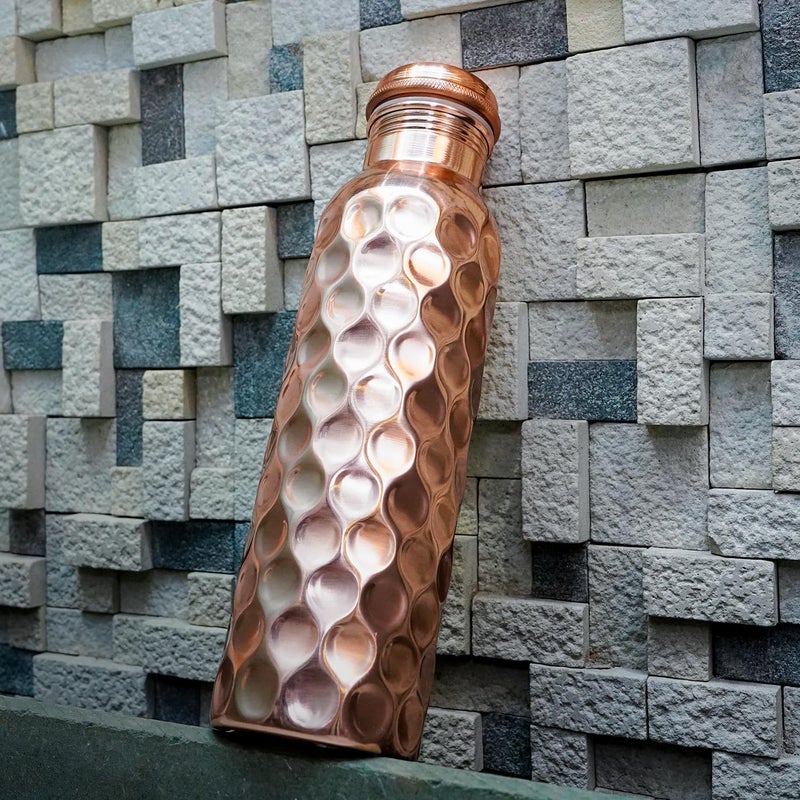 Perilla Home Pure Copper Water Bottle 34 Oz Leak Proof 100% Pure Ayurvedic Copper Vessel - Drink More Water And Enjoy The Health Benefits Immediately - For Gym, Yoga Bottle (Diamond Pattern) - Image 5